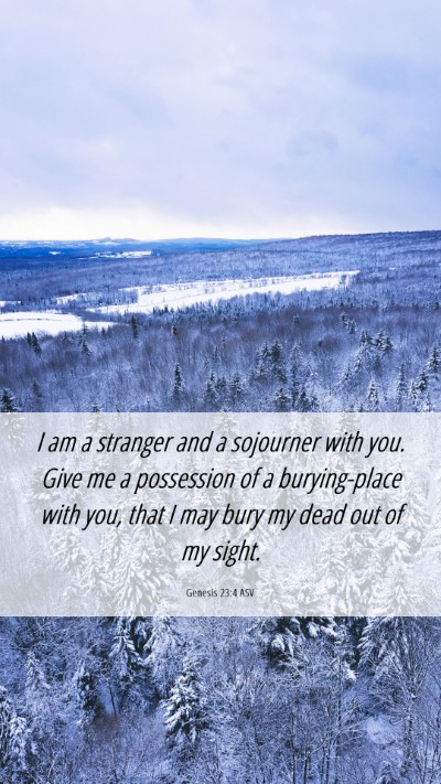 Picture 06 - Genesis 23:4 ASV Mobile Phone Wallpaper - I am a stranger and a sojourner with you. Give me - Mobile Bible Verse Wallpaper