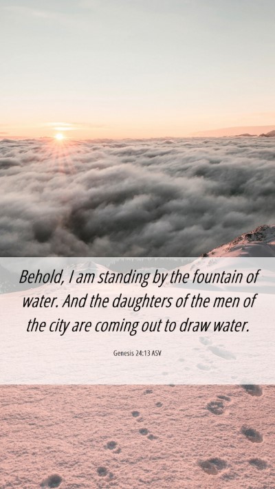 Picture 06 - Genesis 24:13 ASV Mobile Phone Wallpaper - Behold, I am standing by the fountain of water. - Mobile Bible Verse Wallpaper