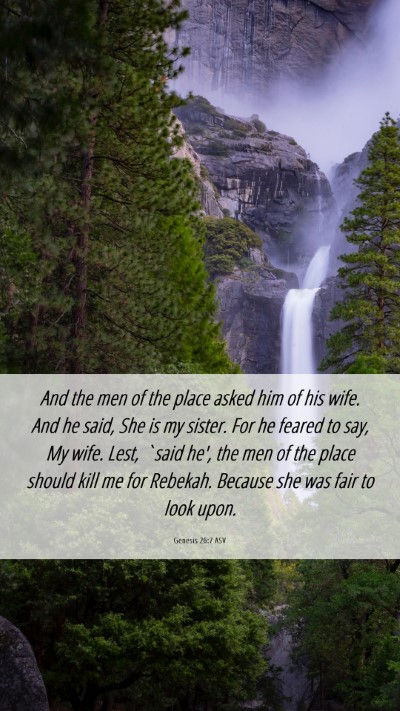 Picture 06 - Genesis 26:7 ASV Mobile Phone Wallpaper - And the men of the place asked him of his wife. - Mobile Bible Verse Wallpaper