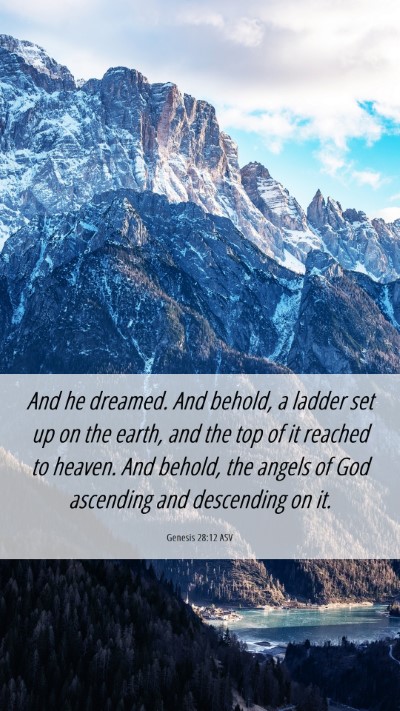 Picture 06 - Genesis 28:12 ASV Mobile Phone Wallpaper - And he dreamed. And behold, a ladder set up on - Mobile Bible Verse Wallpaper