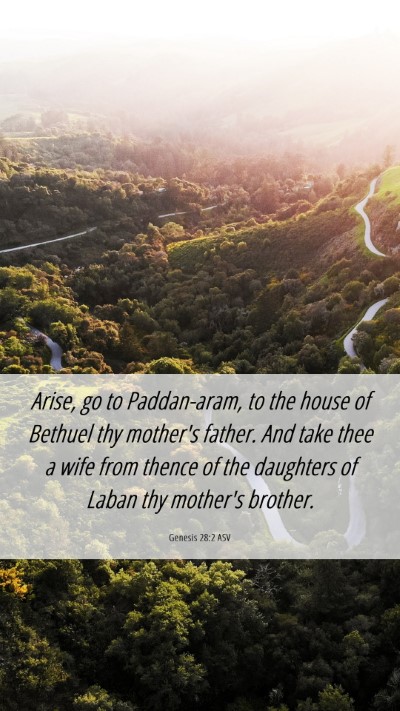 Picture 06 - Genesis 28:2 ASV Mobile Phone Wallpaper - Arise, go to Paddan-aram, to the house of Bethuel - Mobile Bible Verse Wallpaper