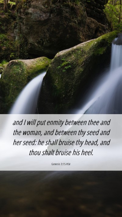 Picture 06 - Genesis 3:15 ASV Mobile Phone Wallpaper - and I will put enmity between thee and the woman, - Mobile Bible Verse Wallpaper