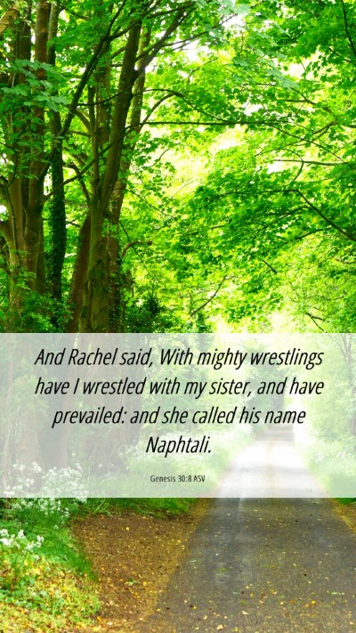 Picture 06 - Genesis 30:8 ASV Mobile Phone Wallpaper - And Rachel said, With mighty wrestlings have I - Mobile Bible Verse Wallpaper