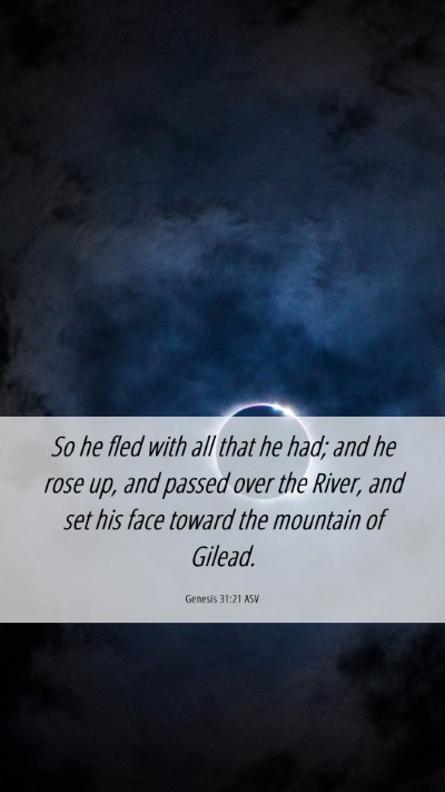 Picture 06 - Genesis 31:21 ASV Mobile Phone Wallpaper - So he fled with all that he had; and he rose up, - Mobile Bible Verse Wallpaper