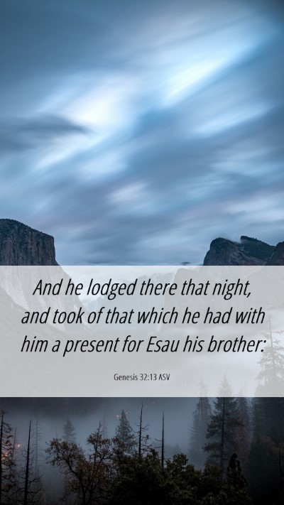 Picture 06 - Genesis 32:13 ASV Mobile Phone Wallpaper - And he lodged there that night, and took of that - Mobile Bible Verse Wallpaper