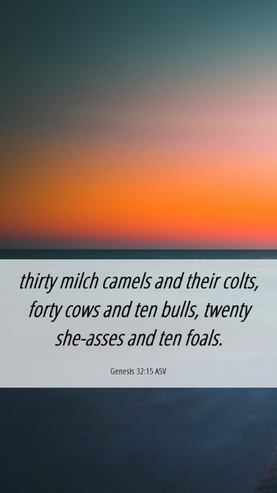 Picture 06 - Genesis 32:15 ASV Mobile Phone Wallpaper - thirty milch camels and their colts, forty cows - Mobile Bible Verse Wallpaper