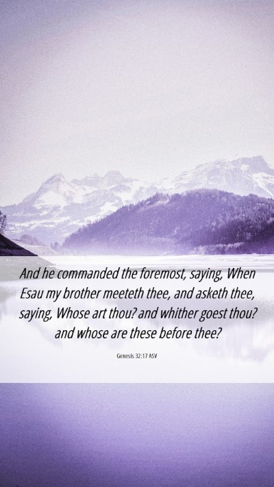 Picture 06 - Genesis 32:17 ASV Mobile Phone Wallpaper - And he commanded the foremost, saying, When Esau - Mobile Bible Verse Wallpaper