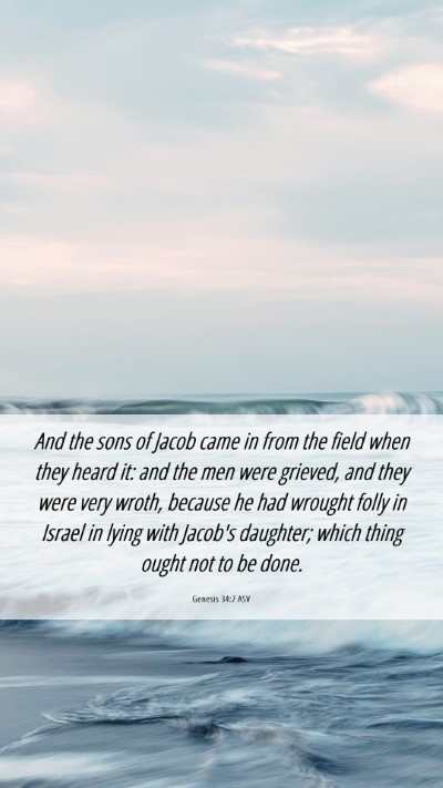 Picture 06 - Genesis 34:7 ASV Mobile Phone Wallpaper - And the sons of Jacob came in from the field when - Mobile Bible Verse Wallpaper
