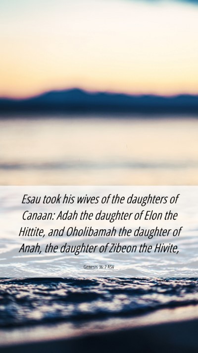 Picture 06 - Genesis 36:2 ASV Mobile Phone Wallpaper - Esau took his wives of the daughters of Canaan: - Mobile Bible Verse Wallpaper