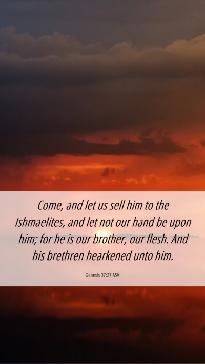 Picture 06 - Genesis 37:27 ASV Mobile Phone Wallpaper - Come, and let us sell him to the Ishmaelites, and - Mobile Bible Verse Wallpaper