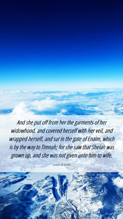 Picture 06 - Genesis 38:14 ASV Mobile Phone Wallpaper - And she put off from her the garments of her - Mobile Bible Verse Wallpaper
