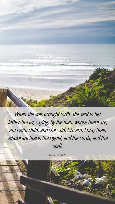 Picture 06 - Genesis 38:25 ASV Mobile Phone Wallpaper - When she was brought forth, she sent to her - Mobile Bible Verse Wallpaper