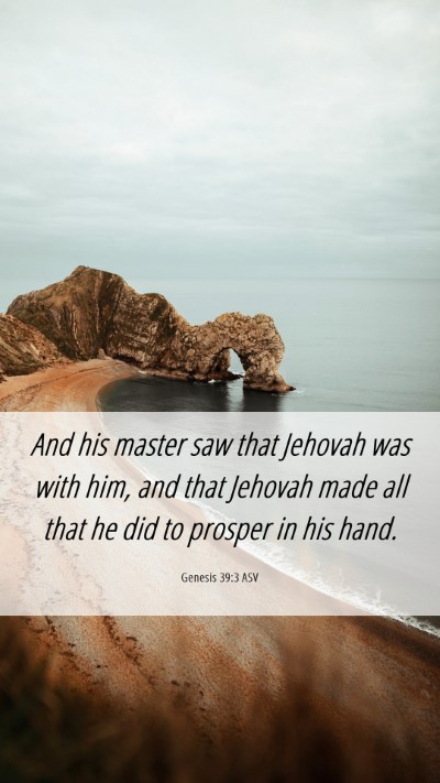 Picture 06 - Genesis 39:3 ASV Mobile Phone Wallpaper - And his master saw that Jehovah was with him, and - Mobile Bible Verse Wallpaper