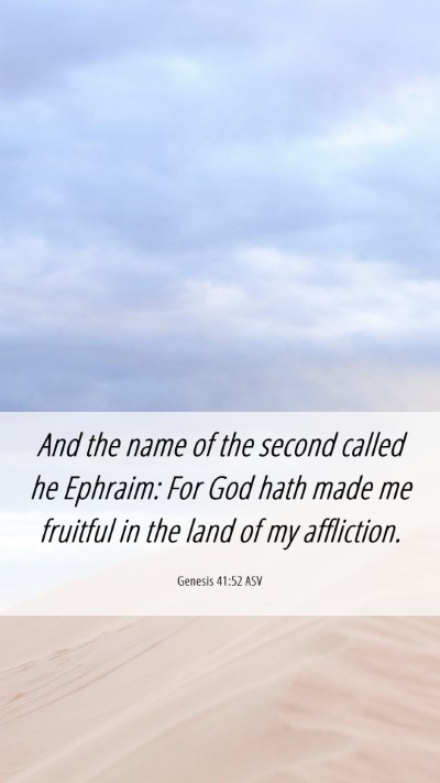 Picture 06 - Genesis 41:52 ASV Mobile Phone Wallpaper - And the name of the second called he Ephraim: For - Mobile Bible Verse Wallpaper