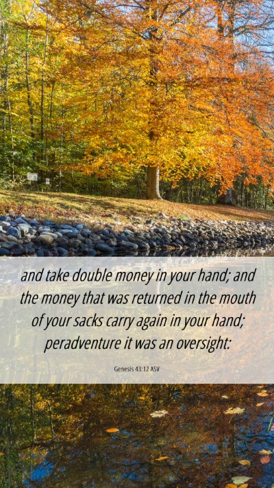 Picture 06 - Genesis 43:12 ASV Mobile Phone Wallpaper - and take double money in your hand; and the money - Mobile Bible Verse Wallpaper