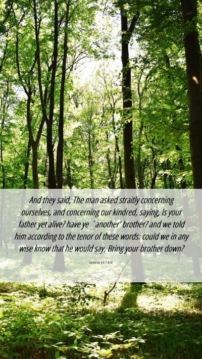 Picture 06 - Genesis 43:7 ASV Mobile Phone Wallpaper - And they said, The man asked straitly concerning - Mobile Bible Verse Wallpaper