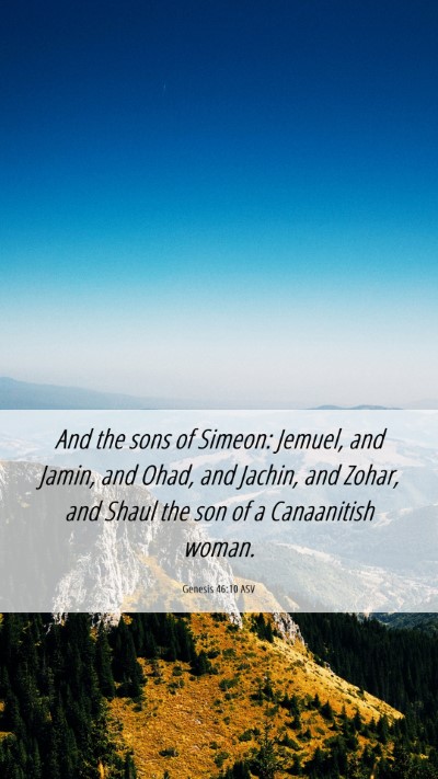 Picture 06 - Genesis 46:10 ASV Mobile Phone Wallpaper - And the sons of Simeon: Jemuel, and Jamin, and - Mobile Bible Verse Wallpaper