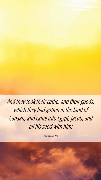 Picture 06 - Genesis 46:6 ASV Mobile Phone Wallpaper - And they took their cattle, and their goods, - Mobile Bible Verse Wallpaper