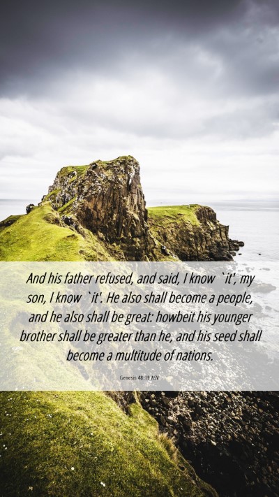 Picture 06 - Genesis 48:19 ASV Mobile Phone Wallpaper - And his father refused, and said, I know `it', my - Mobile Bible Verse Wallpaper