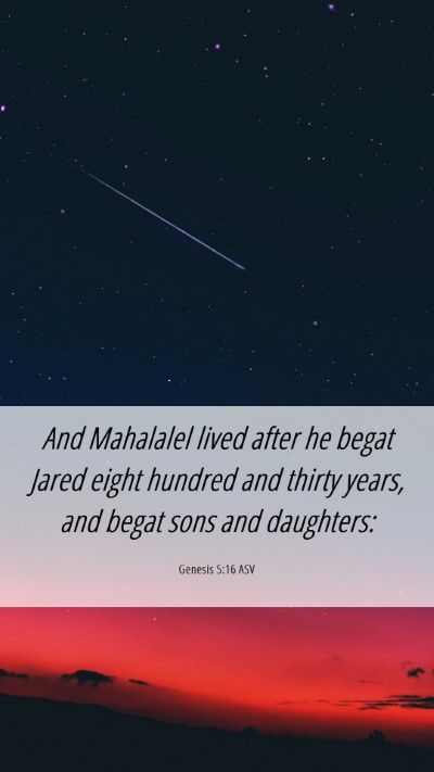 Picture 06 - Genesis 5:16 ASV Mobile Phone Wallpaper - And Mahalalel lived after he begat Jared eight - Mobile Bible Verse Wallpaper