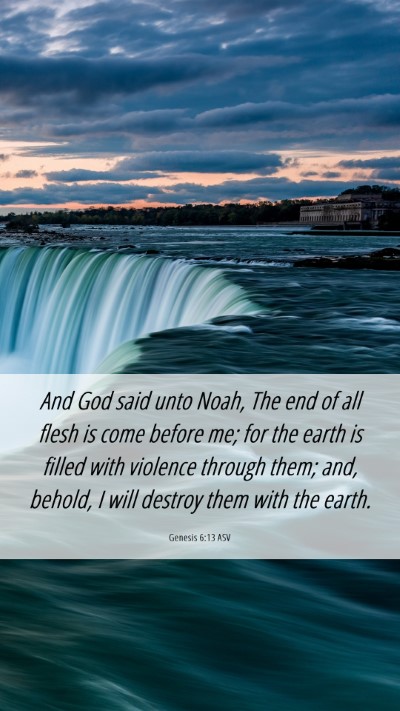 Picture 06 - Genesis 6:13 ASV Mobile Phone Wallpaper - And God said unto Noah, The end of all flesh is - Mobile Bible Verse Wallpaper