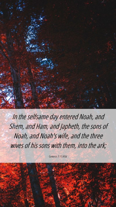 Picture 06 - Genesis 7:13 ASV Mobile Phone Wallpaper - In the selfsame day entered Noah, and Shem, and - Mobile Bible Verse Wallpaper