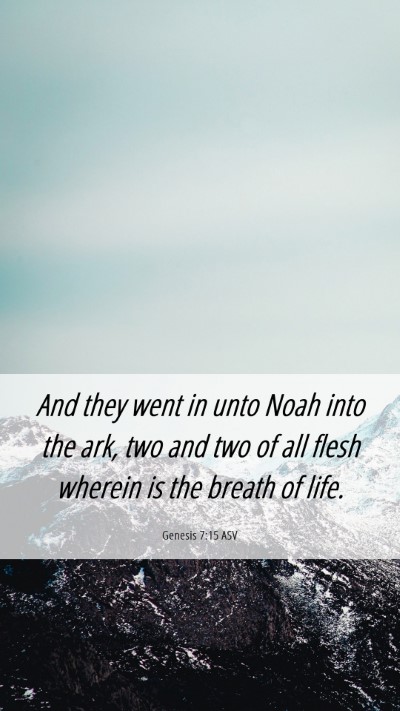 Picture 06 - Genesis 7:15 ASV Mobile Phone Wallpaper - And they went in unto Noah into the ark, two and - Mobile Bible Verse Wallpaper