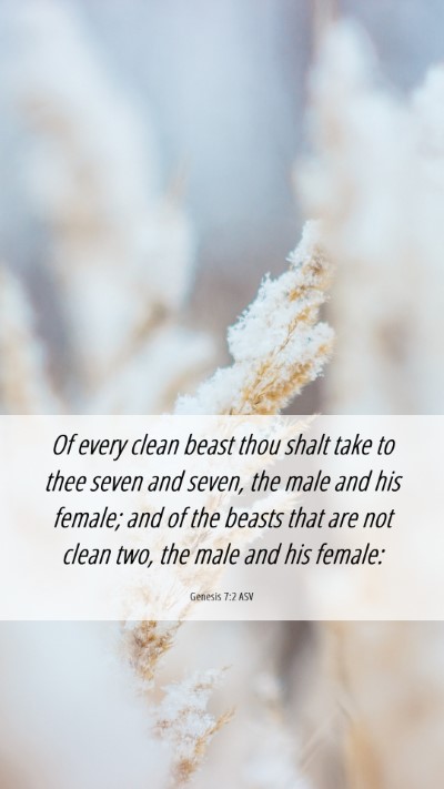 Picture 06 - Genesis 7:2 ASV Mobile Phone Wallpaper - Of every clean beast thou shalt take to thee - Mobile Bible Verse Wallpaper