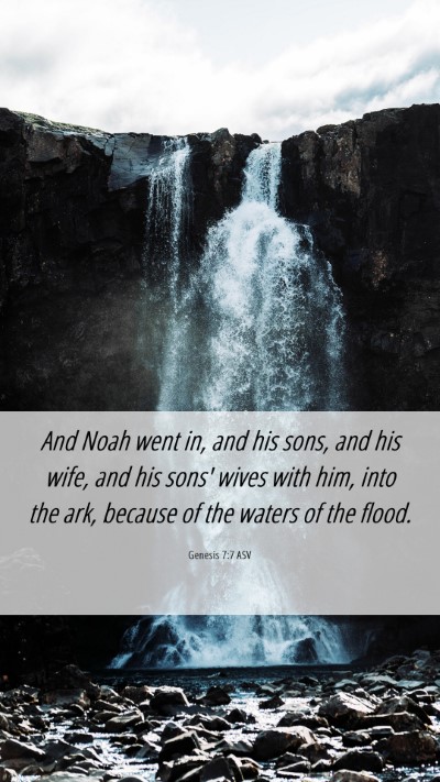 Picture 06 - Genesis 7:7 ASV Mobile Phone Wallpaper - And Noah went in, and his sons, and his wife, and - Mobile Bible Verse Wallpaper