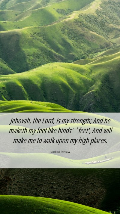 Picture 06 - Habakkuk 3:19 ASV Mobile Phone Wallpaper - Jehovah, the Lord, is my strength; And he maketh - Mobile Bible Verse Wallpaper