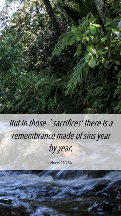Picture 06 - Hebrews 10:3 ASV Mobile Phone Wallpaper - But in those `sacrifices' there is a remembrance - Mobile Bible Verse Wallpaper