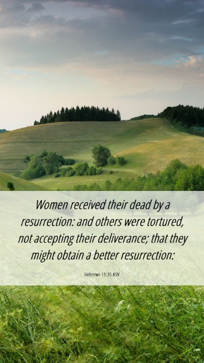 Picture 06 - Hebrews 11:35 ASV Mobile Phone Wallpaper - Women received their dead by a resurrection: and - Mobile Bible Verse Wallpaper