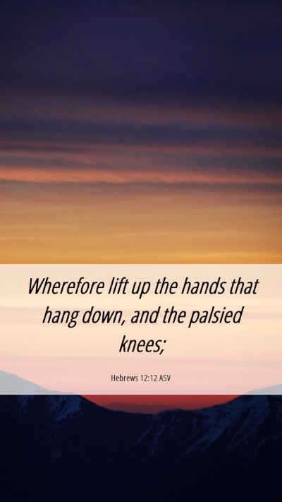 Picture 06 - Hebrews 12:12 ASV Mobile Phone Wallpaper - Wherefore lift up the hands that hang down, and - Mobile Bible Verse Wallpaper