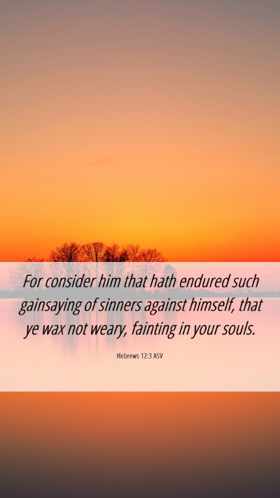 Picture 06 - Hebrews 12:3 ASV Mobile Phone Wallpaper - For consider him that hath endured such - Mobile Bible Verse Wallpaper