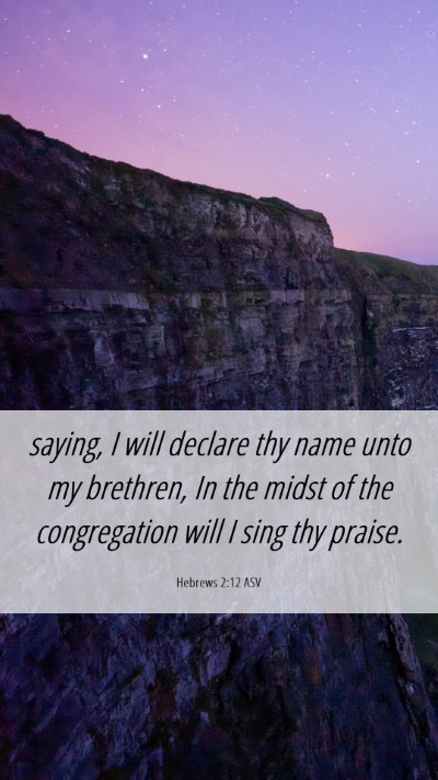 Picture 06 - Hebrews 2:12 ASV Mobile Phone Wallpaper - saying, I will declare thy name unto my brethren, - Mobile Bible Verse Wallpaper