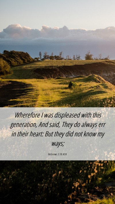 Picture 06 - Hebrews 3:10 ASV Mobile Phone Wallpaper - Wherefore I was displeased with this generation, - Mobile Bible Verse Wallpaper