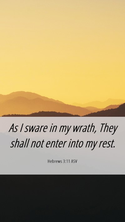 Picture 06 - Hebrews 3:11 ASV Mobile Phone Wallpaper - As I sware in my wrath, They shall not enter into - Mobile Bible Verse Wallpaper