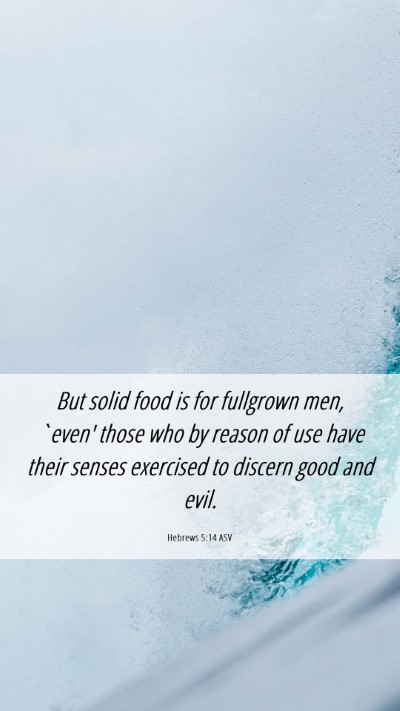 Picture 06 - Hebrews 5:14 ASV Mobile Phone Wallpaper - But solid food is for fullgrown men, `even' those - Mobile Bible Verse Wallpaper