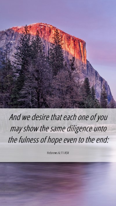 Picture 06 - Hebrews 6:11 ASV Mobile Phone Wallpaper - And we desire that each one of you may show the - Mobile Bible Verse Wallpaper