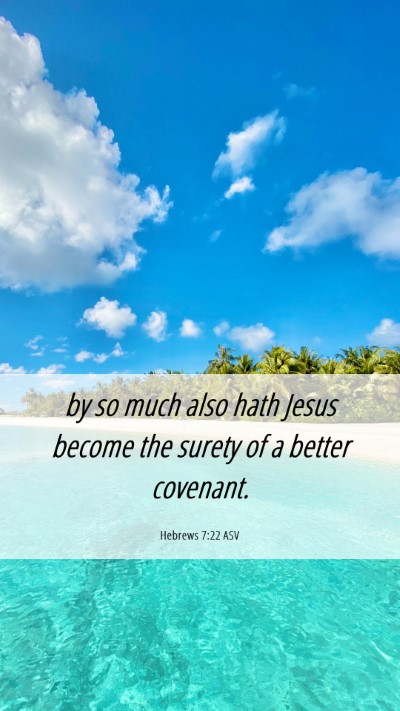Picture 06 - Hebrews 7:22 ASV Mobile Phone Wallpaper - by so much also hath Jesus become the surety of a - Mobile Bible Verse Wallpaper