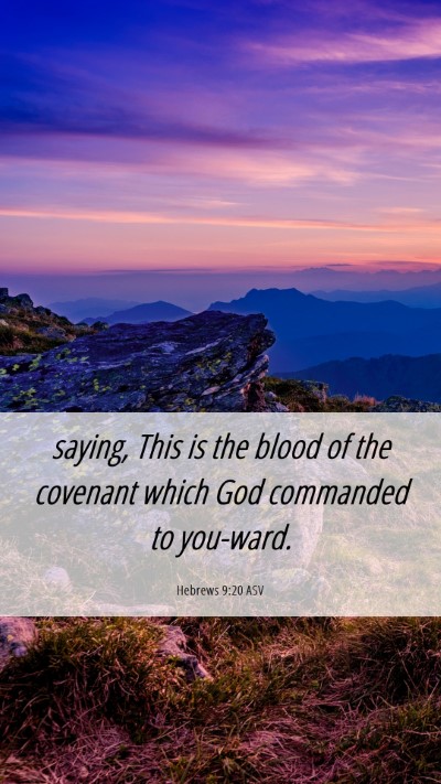 Picture 06 - Hebrews 9:20 ASV Mobile Phone Wallpaper - saying, This is the blood of the covenant which - Mobile Bible Verse Wallpaper