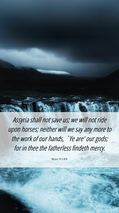 Picture 06 - Hosea 14:3 ASV Mobile Phone Wallpaper - Assyria shall not save us; we will not ride upon - Mobile Bible Verse Wallpaper