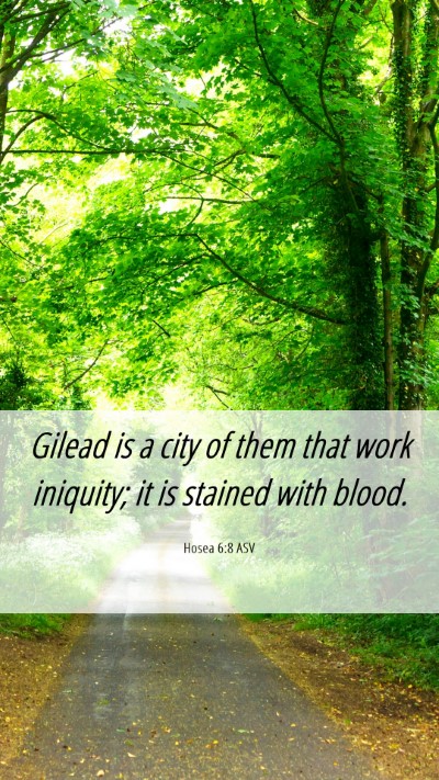 Picture 06 - Hosea 6:8 ASV Mobile Phone Wallpaper - Gilead is a city of them that work iniquity; it - Mobile Bible Verse Wallpaper