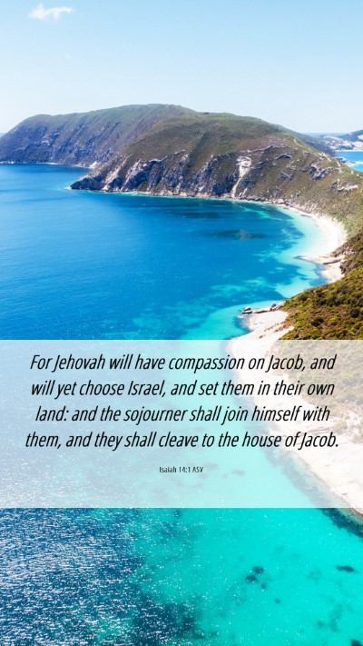 Picture 06 - Isaiah 14:1 ASV Mobile Phone Wallpaper - For Jehovah will have compassion on Jacob, and - Mobile Bible Verse Wallpaper