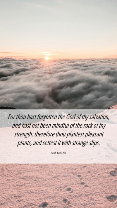 Picture 06 - Isaiah 17:10 ASV Mobile Phone Wallpaper - For thou hast forgotten the God of thy salvation, - Mobile Bible Verse Wallpaper