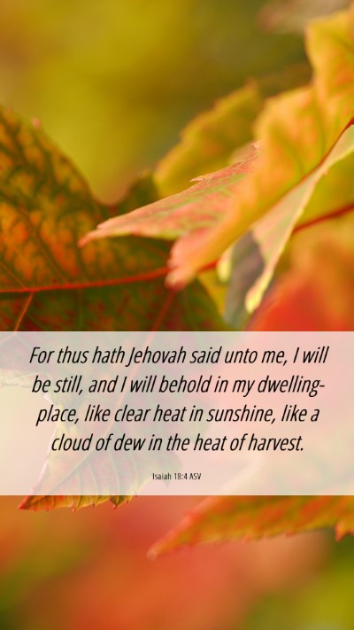 Picture 06 - Isaiah 18:4 ASV Mobile Phone Wallpaper - For thus hath Jehovah said unto me, I will be - Mobile Bible Verse Wallpaper