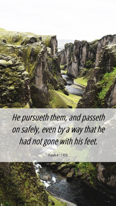 Picture 06 - Isaiah 41:3 ASV Mobile Phone Wallpaper - He pursueth them, and passeth on safely, even by - Mobile Bible Verse Wallpaper