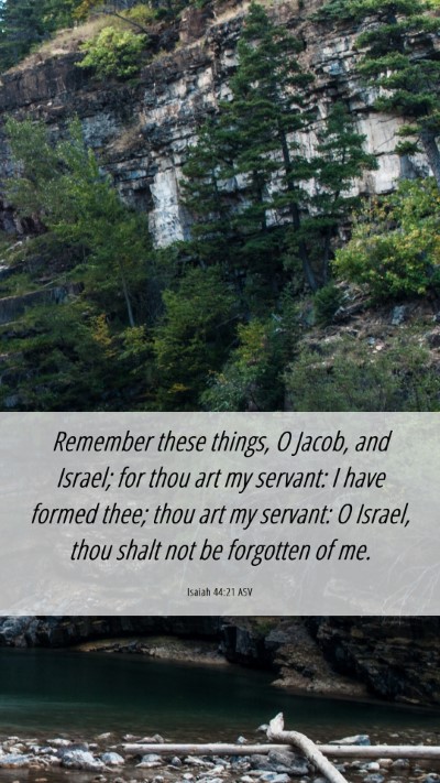 Picture 06 - Isaiah 44:21 ASV Mobile Phone Wallpaper - Remember these things, O Jacob, and Israel; for - Mobile Bible Verse Wallpaper
