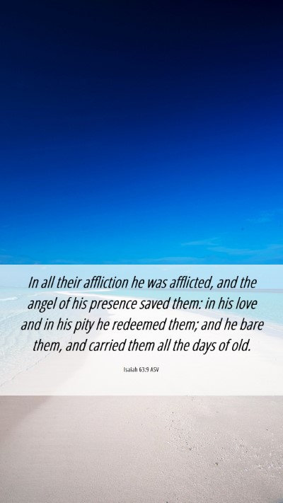 Picture 06 - Isaiah 63:9 ASV Mobile Phone Wallpaper - In all their affliction he was afflicted, and the - Mobile Bible Verse Wallpaper