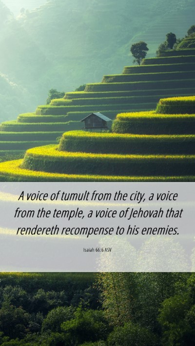 Picture 06 - Isaiah 66:6 ASV Mobile Phone Wallpaper - A voice of tumult from the city, a voice from the - Mobile Bible Verse Wallpaper